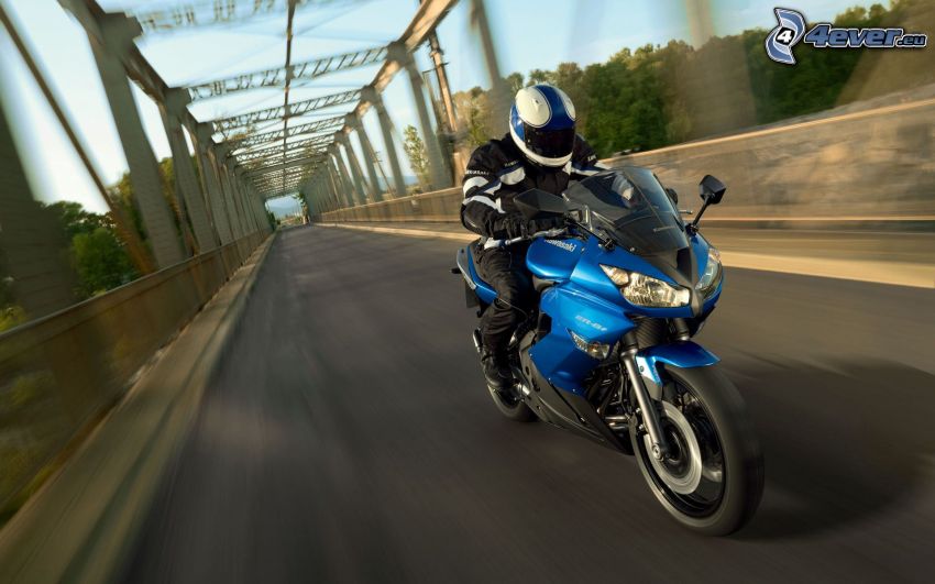 Kawasaki, motard, la vitesse, pont