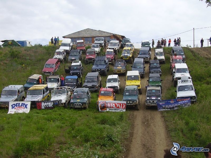 off road, rallye, course, colline