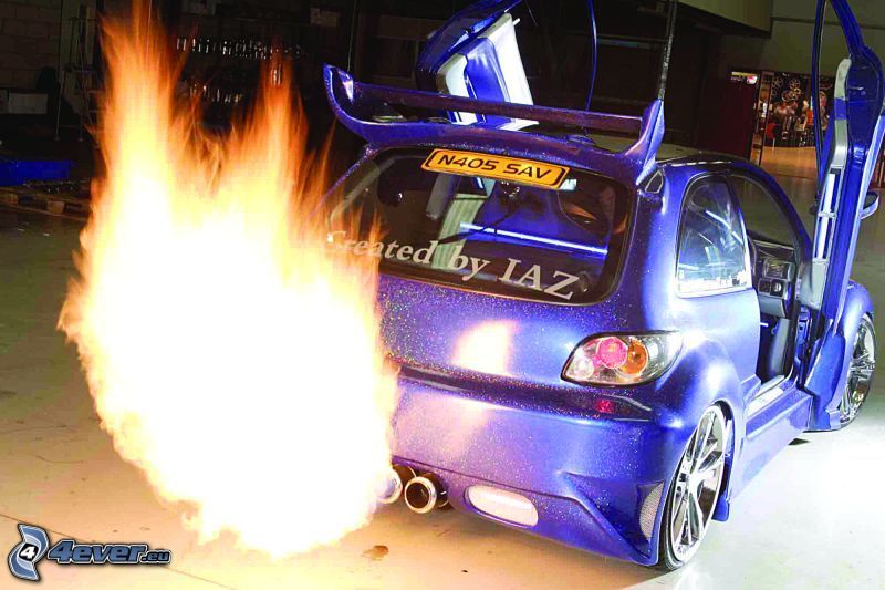 voiture, flamme, tuning