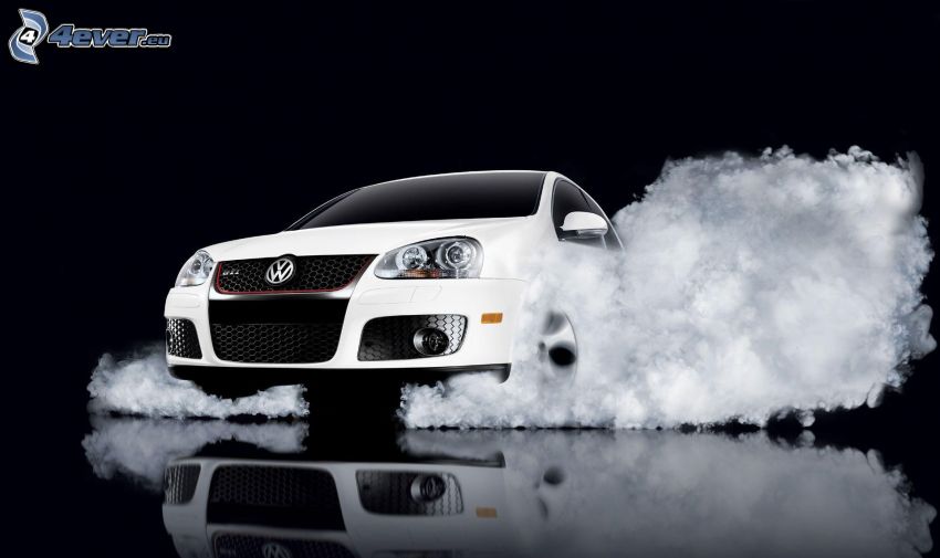 Volkswagen Golf, burnout, fumée