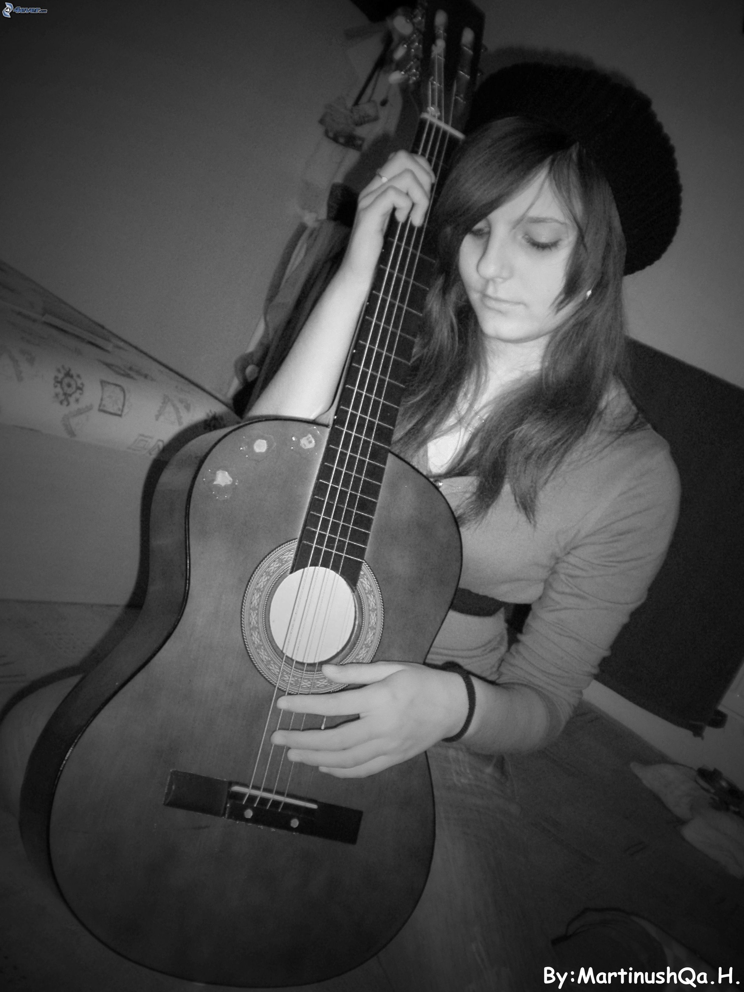 fille avec une guitare Montage photo
