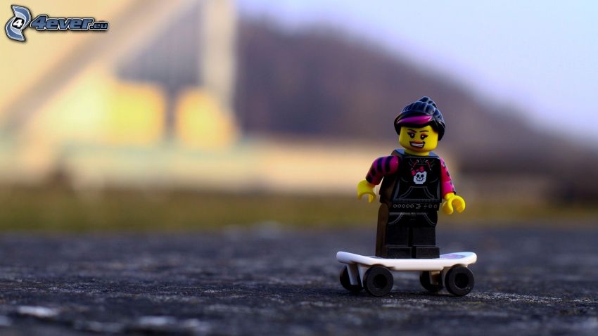 carattere, Lego, skateboard