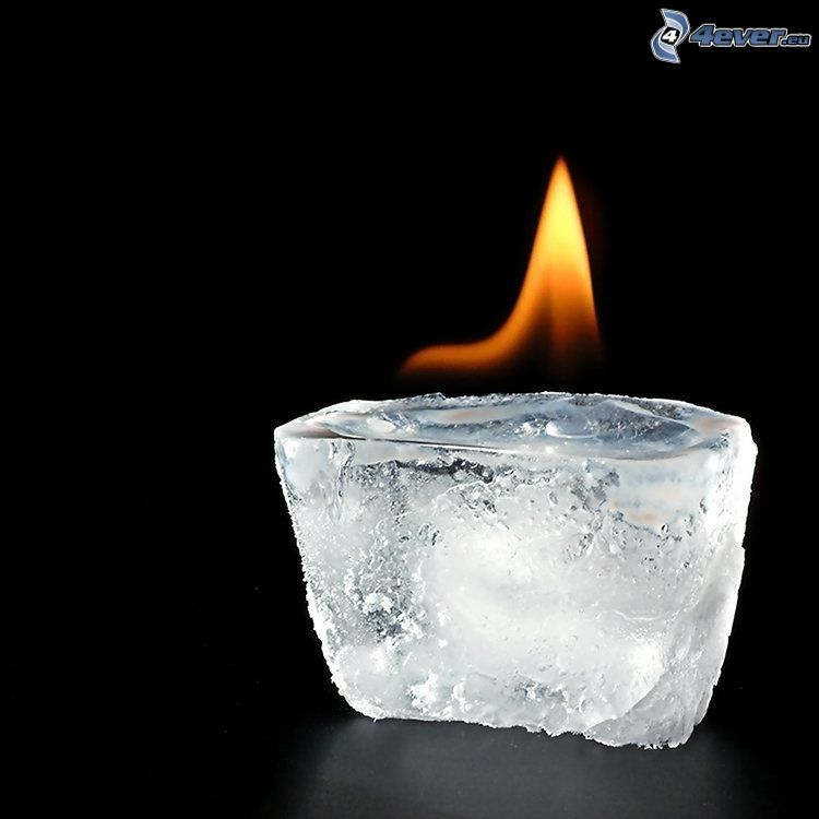 fiamma, cubo di ghiaccio, candela