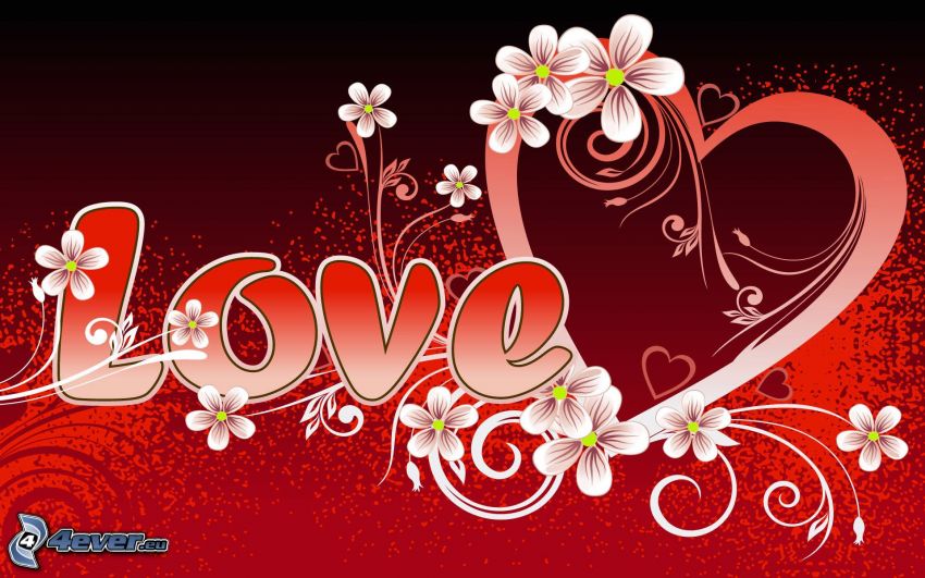 love, cuore, fiori digitali