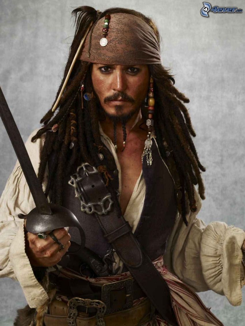 Jack Sparrow, pirata, Johnny Depp, spada