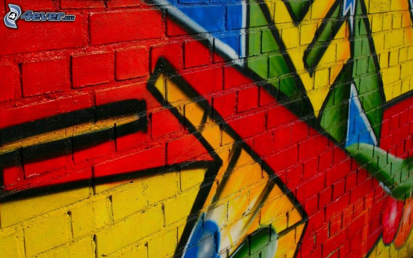 graffitismo, muro di mattoni