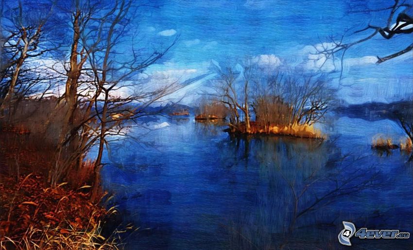 il fiume, isole, pittura