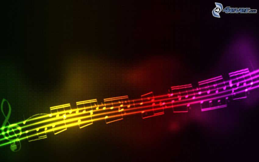 note, chiave di violino, colori di arcobaleno