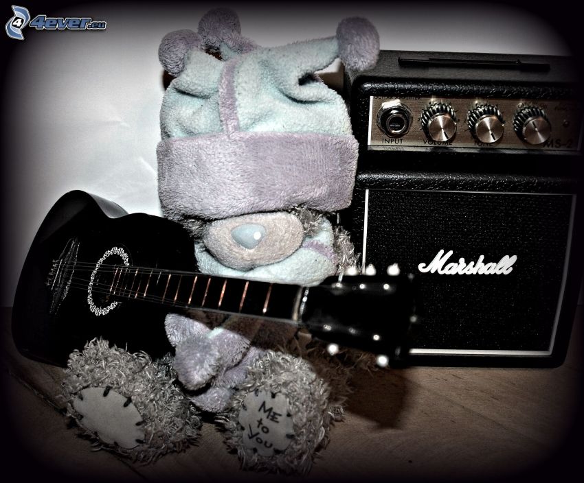 peluche teddy bear, chitarra, Marshall, berretto, Me to You