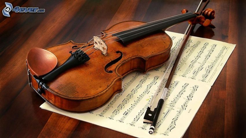 violino, note, archetto
