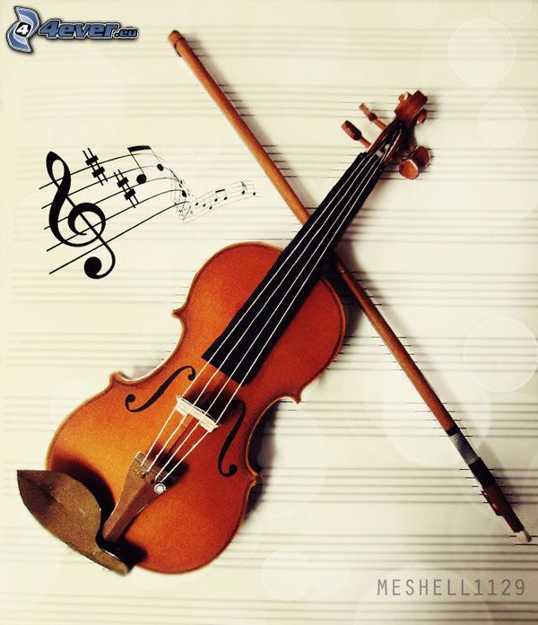 violino, note, archetto
