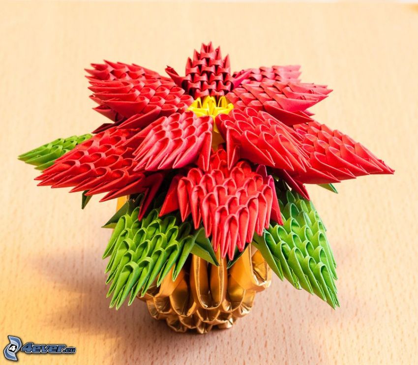 origami, fiore in vaso