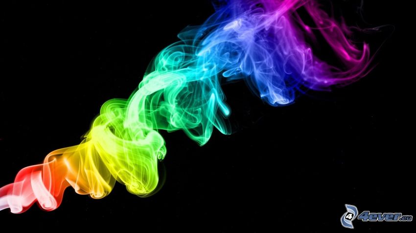 Fumo Multicolore Realistico Su Sfondo Nero Fumogeni Colorati