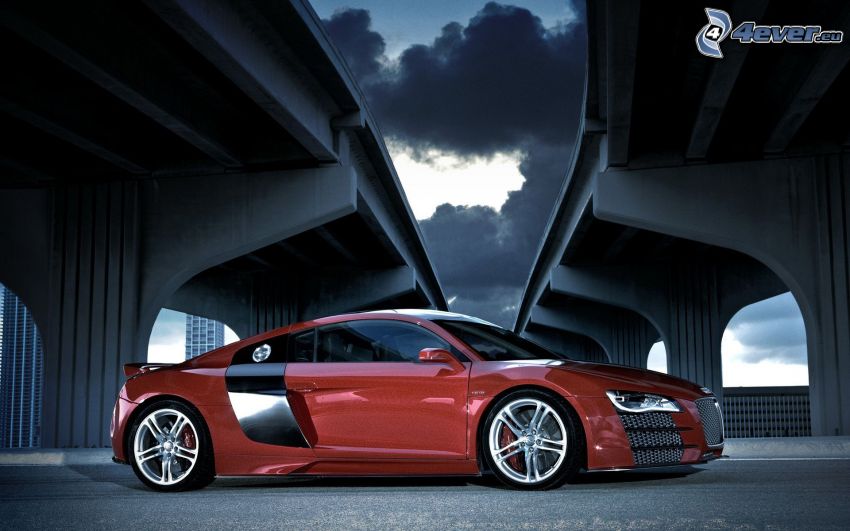 Audi R8, sotto il ponte