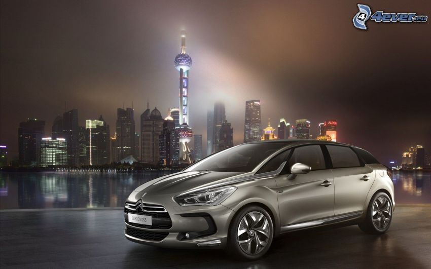 Citroën DS5, Shanghai, città notturno, grattacieli