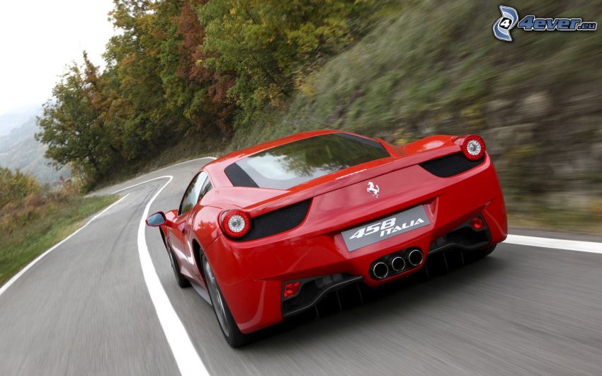 Ferrari 458 Italia, strada, curva, velocità
