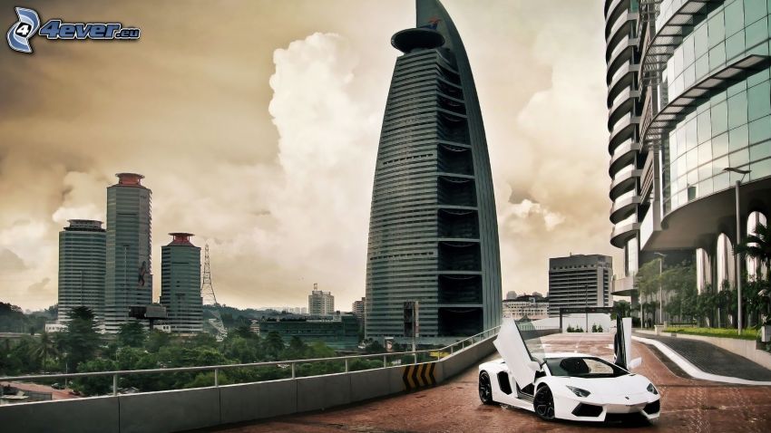 Lamborghini Aventador, grattacieli