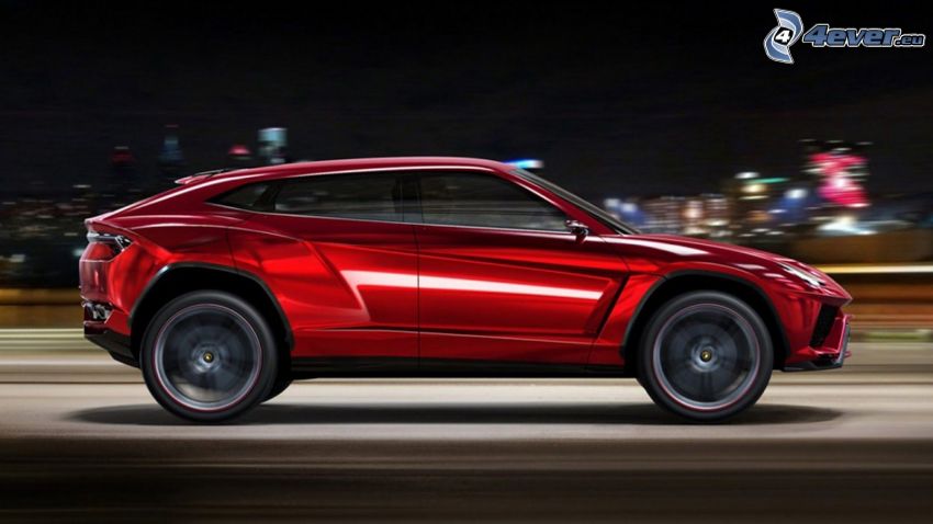 Lamborghini Urus, velocità, città notturno