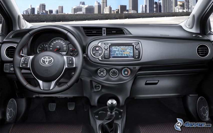 Toyota Yaris, interno, volante