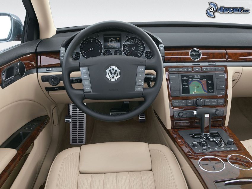 Volkswagen Phaeton, interno, volante, cruscotto