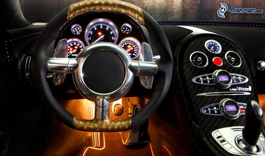 Bugatti Veyron, interno, volante