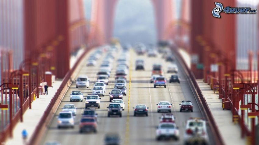 Golden Gate, traffico, ponte, diorama