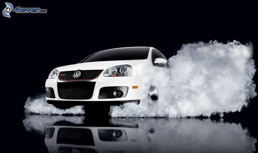 Volkswagen Golf, burnout, fumo