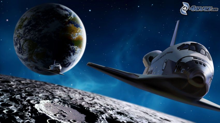 Space Shuttle, luna, pianeta Terra