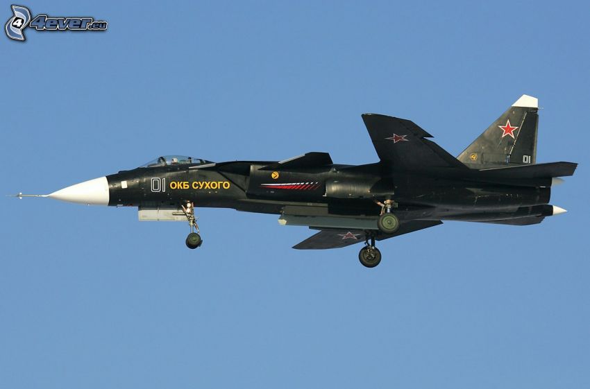 Sukhoi Su-47, aereo da caccia, cielo blu