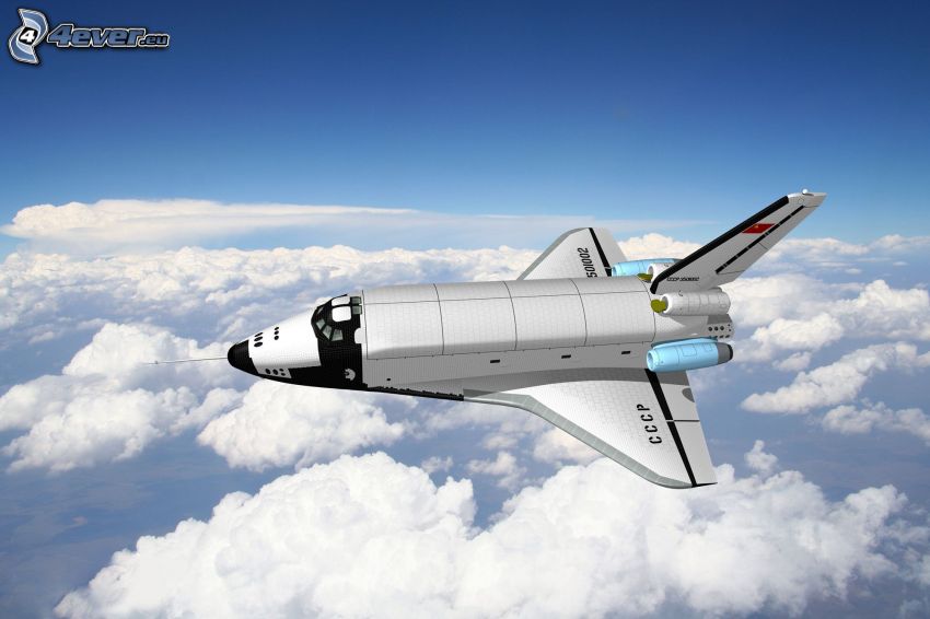razzo Buran russo, Space Shuttle, sopra le nuvole