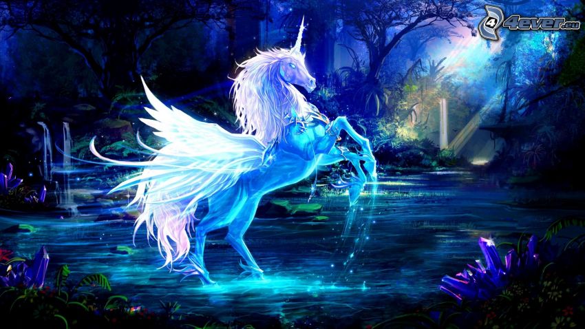 cavallo bianco, paesaggio fantasy