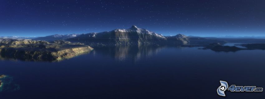 paesaggio digitale, lago, collina