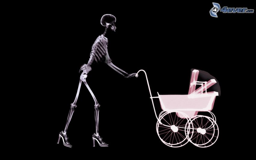 scheletro, passeggino