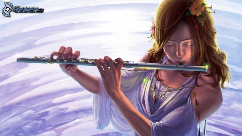 suonare il flauto, disegno di una ragazza