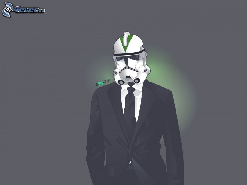 uomo in abito, maschera, Stormtrooper