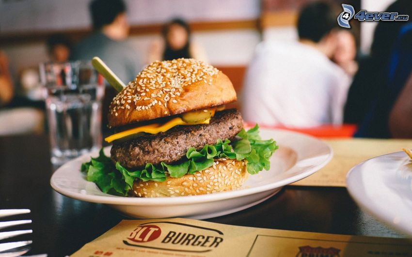 cheese burger, pranzo, gente