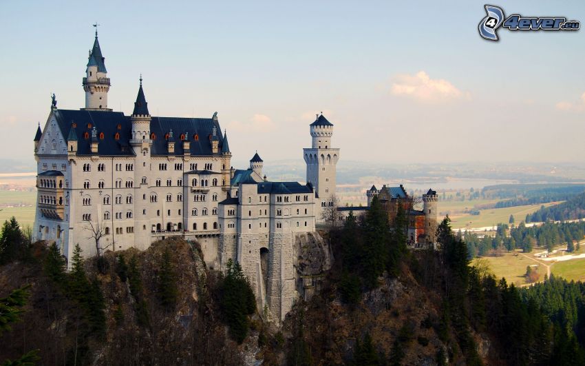castello di Neuschwanstein, Germania, la vista del paesaggio