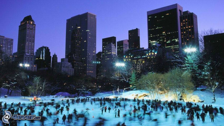 Central Park, pista di ghiaccio, New York