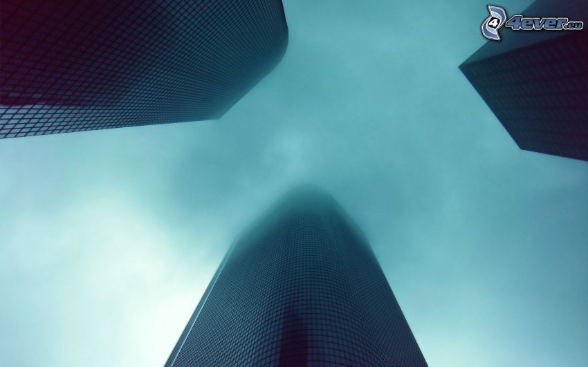 grattacieli, nebbia