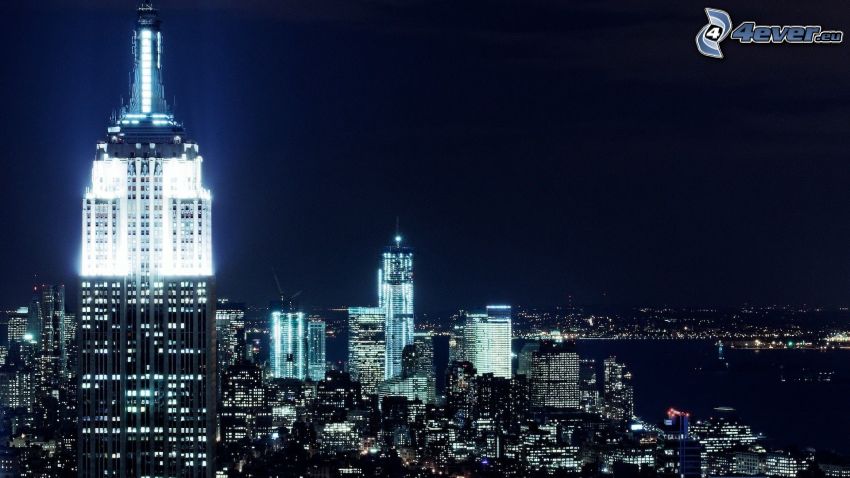 New York, Empire State Building, città notturno