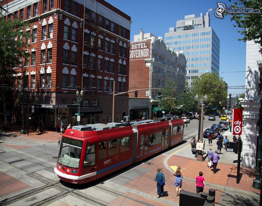 Portland, tram, strada