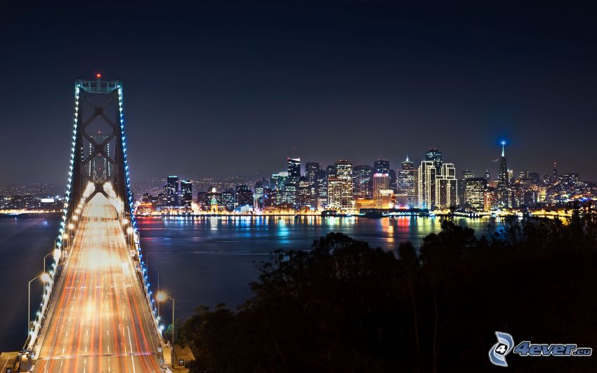 San Francisco, Bay Bridge, città notturno