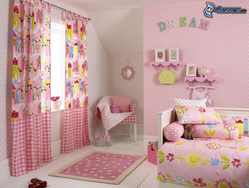 camera di bambini, rosa