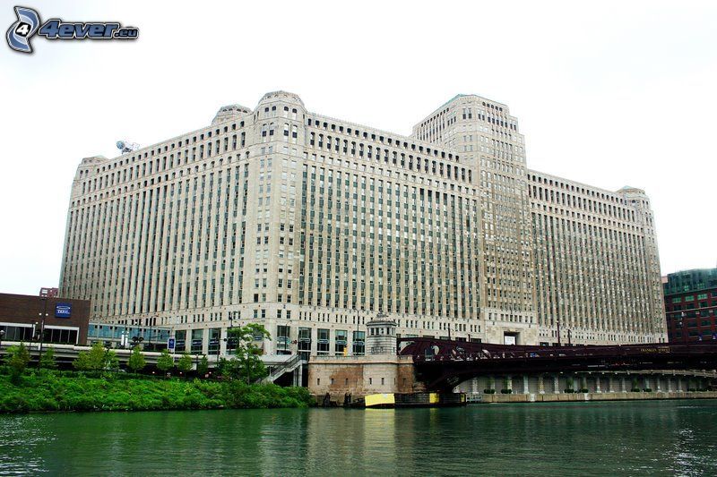 hotel, Chicago, USA, il fiume, ponte