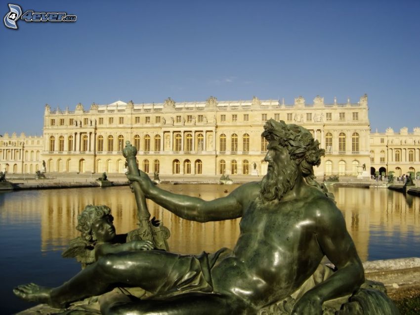 Castello Versailles, statua, lago