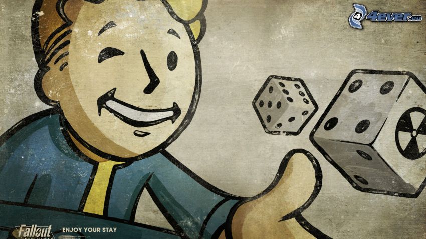 Fallout: New Vegas, ragazzo cartone animato, dadi