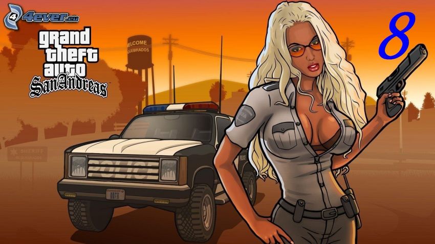 Grand Theft Auto, donna con arma