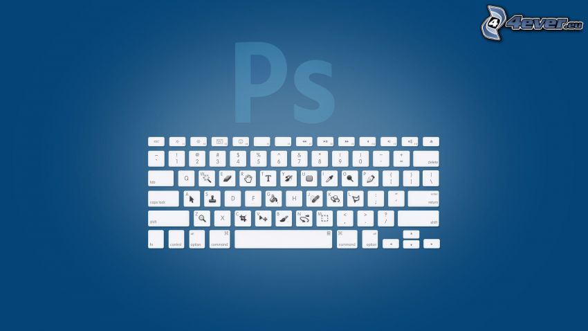 Photoshop, logo, icone, tastiera