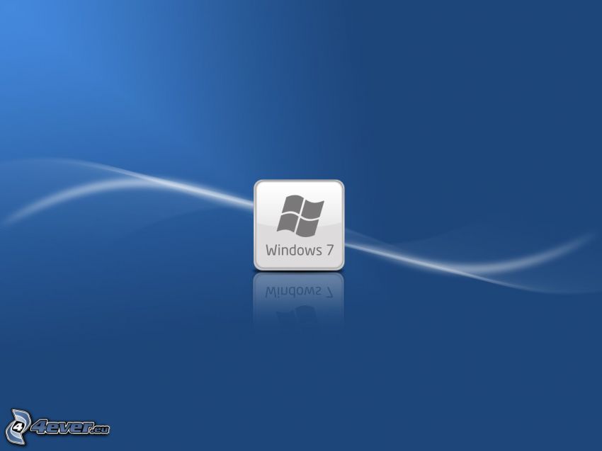 Windows 7, sfondo blu, linea bianca