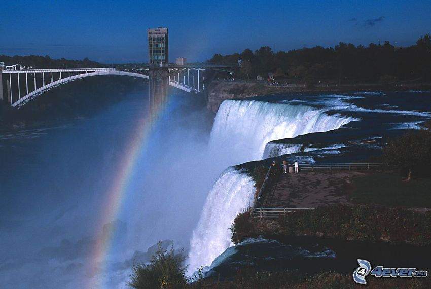 Cascate del Niagara, arcobaleno, veduta, ponte